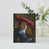 Carte Postale Johannes Vermeer - Fille au chapeau rouge (Debout devant)