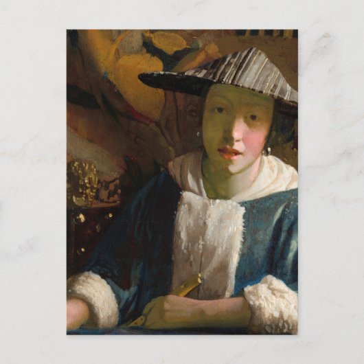 Carte Postale Johannes Vermeer - Fille avec une Flûte (Devant)