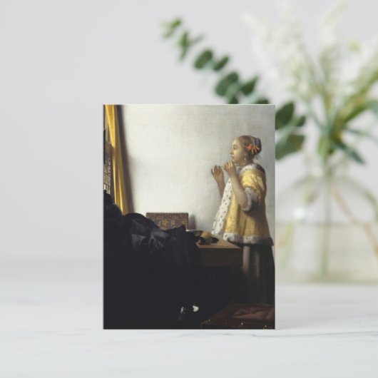 Carte Postale Johannes Vermeer, Jeune Femme Avec Collier De Perl (Debout devant)
