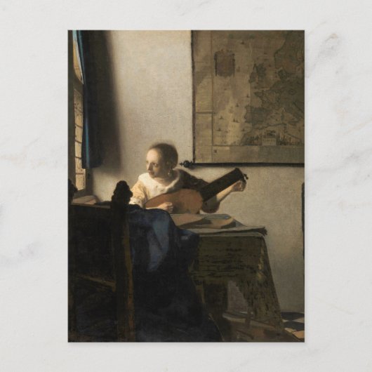 Carte Postale Johannes Vermeer - Jeune femme avec un trait (Devant)