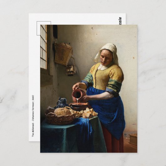 Carte Postale Johannes Vermeer - La Laitière (Devant / Derrière)