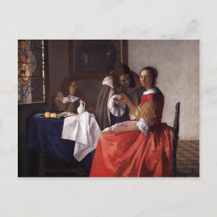 Carte Postale Johannes Vermeer - Une dame et deux messieurs