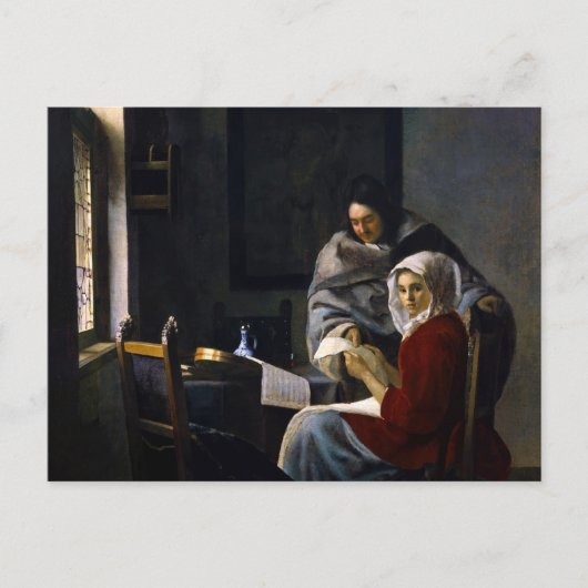 Carte Postale Johannes Vermeer - Une fille interrompue à sa musi (Devant)