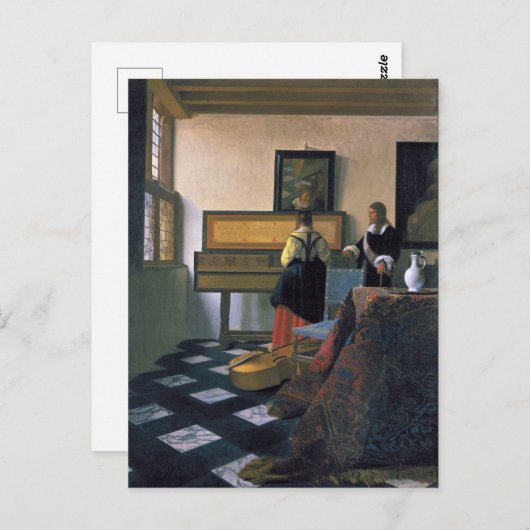 Carte Postale Johannes Vermeer, van Delft, La leçon de musique (Devant / Derrière)
