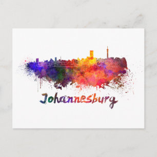 Carte Postale Johannesburg skyline in watercolor