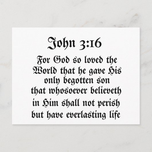 Carte Postale John 3:16 (Devant)