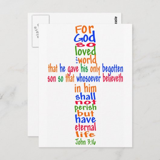 Carte Postale John 3:16 Croix (Devant / Derrière)