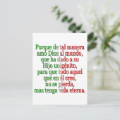 Carte Postale John 3:16 Espagnol (Debout devant)