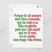 Carte Postale John 3:16 Espagnol (Devant / Derrière)