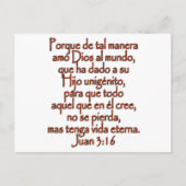 Carte Postale John 3:16 Espagnol (Devant)