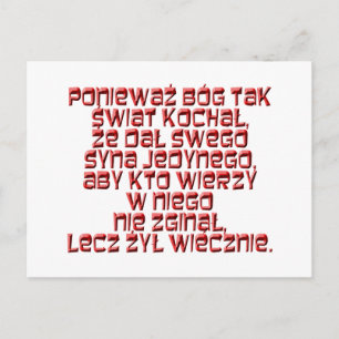 Carte Postale John 3:16 Polonais