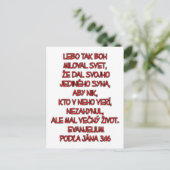 Carte Postale John 3:16 slovaque (Debout devant)