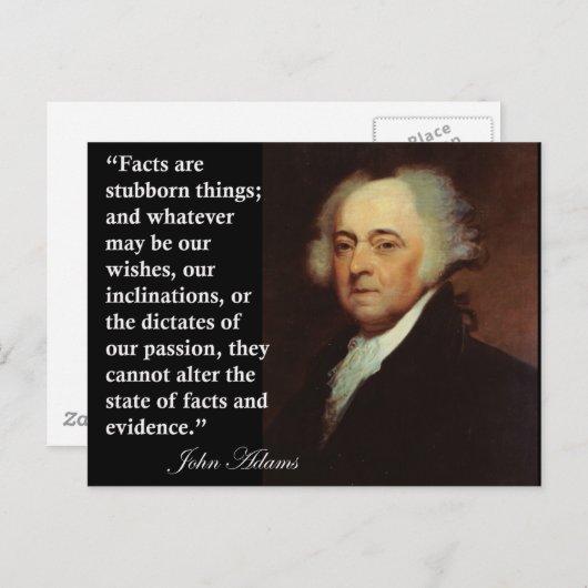 Carte Postale John Adams "Les faits sont des choses têtues" Cita (Devant / Derrière)