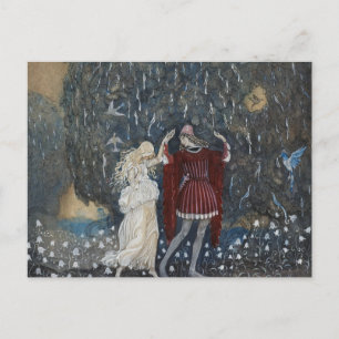 Carte Postale John Bauer - Lena danse avec le chevalier