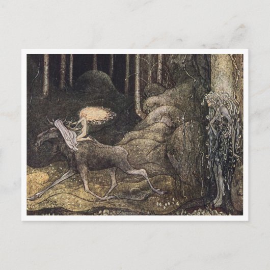 Carte Postale John Bauer Princesse et Elk (Devant)