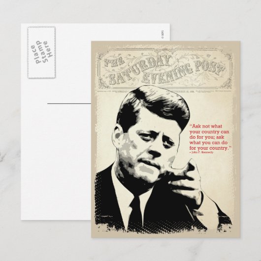 Carte Postale John F. Kennedy Citation (Devant / Derrière)