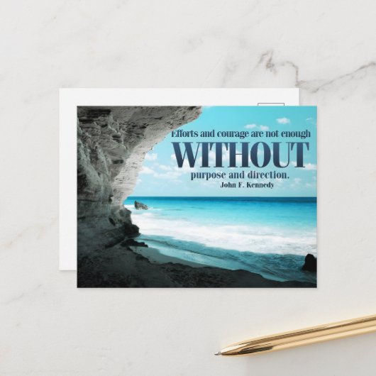 Carte Postale John F. Kennedy Citation Inspirationnelle "Objet" (Devant/Arrière en situation)