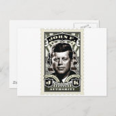 Carte Postale John F. Kennedy Stamp Art Vintage (Devant / Derrière)
