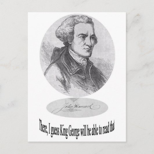 Carte Postale John Hancock, signature et devis (Devant)