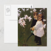 Carte Postale John Sargent - Étude de jardin des enfants Vickers (Devant / Derrière)