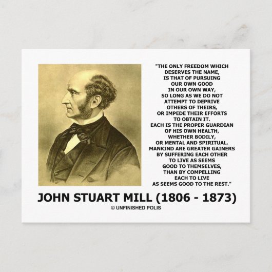 Carte Postale John Stuart Mill Liberté Poursuivre sa propre voie (Devant)