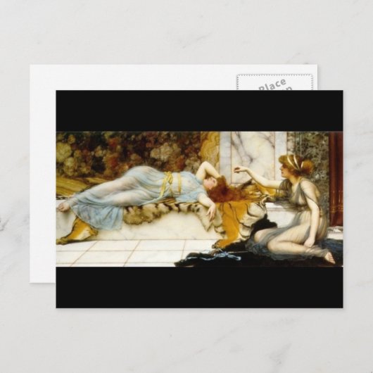 Carte Postale John William Godward - Mischief and Repose (Devant / Derrière)