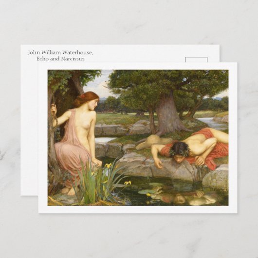 Carte Postale John William Waterhouse, Echo et Narcissus (Devant / Derrière)