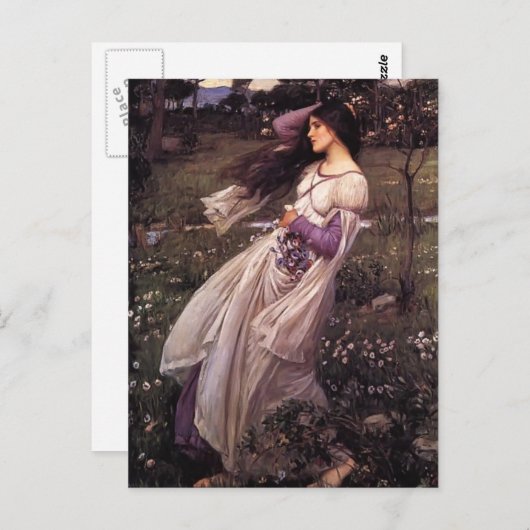 Carte Postale John William Waterhouse - Fleurs à vent (Devant / Derrière)