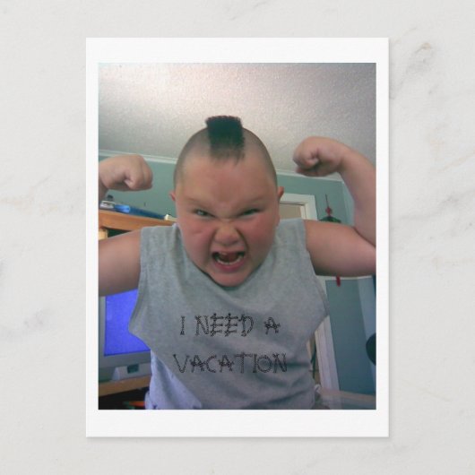 Carte Postale Johnny_1, J'AI BESOIN DE VACANCES (Devant)