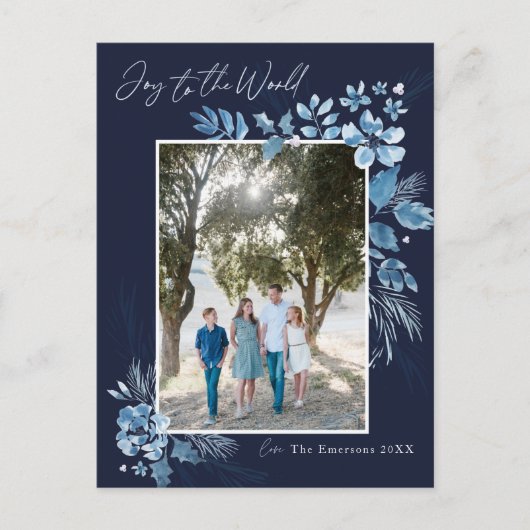 Carte Postale Joie au monde Fleur de Noël aquarelle (Devant)