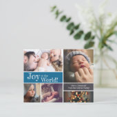 Carte Postale Joie bleue au monde Bébé garçon naissance 1er Noël (Debout devant)
