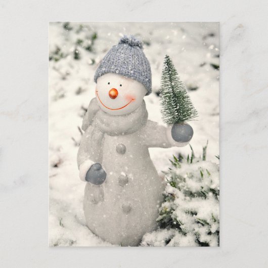 Carte Postale Joie de Noël avec Snowman souriant (Devant)