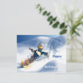 Carte Postale Joie de snowboard, Joyeux Anniversaire !! (Debout devant)
