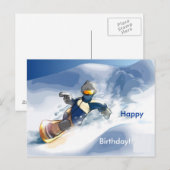 Carte Postale Joie de snowboard, Joyeux Anniversaire !! (Devant / Derrière)
