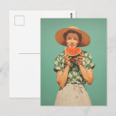 Carte Postale Joie d'été avec Watermelon (Devant / Derrière)