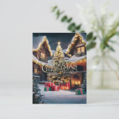 Carte Postale Joie festive : des cadeaux ornent une maison  (Debout devant)