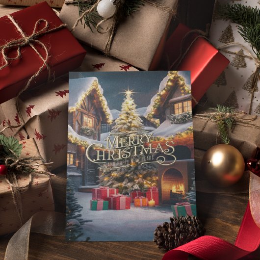 Carte Postale Joie festive : des cadeaux ornent une maison 