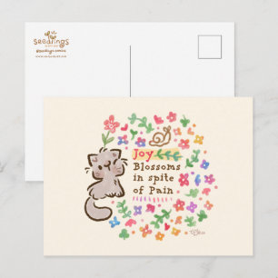 Carte Postale Joie fleurit malgré la douleur - Pebble le chaton