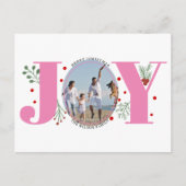 Carte Postale Joie rose avec baies photo de Noël (Devant)