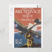 Carte Postale "Joignez le service aérien" circa 1917 (Devant / Derrière)