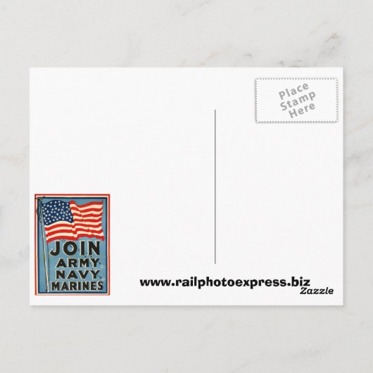 Carte Postale Join Army, Navy, Marines WPA 1917 (Dos)