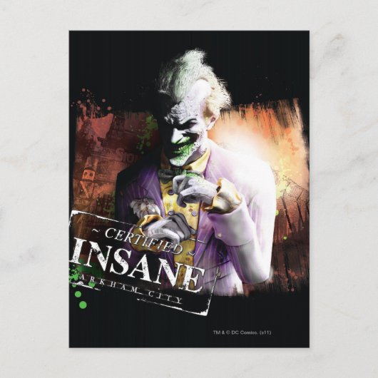 Carte Postale Joker - Certified Insane (Devant)