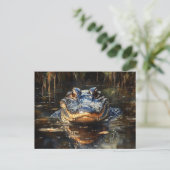 Carte Postale Joli Alligator en Floride Everglades Peinture (Debout devant)