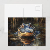 Carte Postale Joli Alligator en Floride Everglades Peinture (Devant / Derrière)