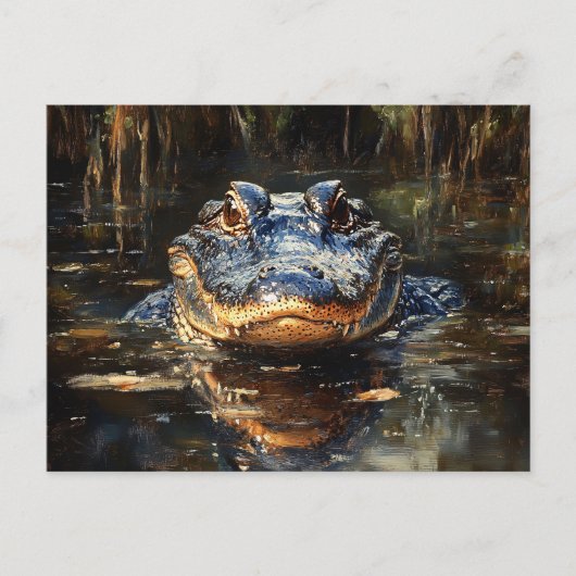 Carte Postale Joli Alligator en Floride Everglades Peinture (Devant)