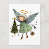 Carte Postale Joli ange avec sapin de Noël (Devant)