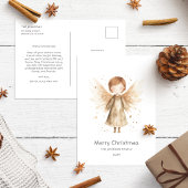 Carte Postale Joli ange de bébé de Noël beige Boho 