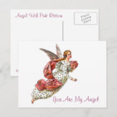 Carte Postale Joli Angel Avec Ruban Rose (Devant / Derrière)