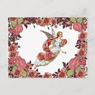 Carte Postale Joli Angel Avec Ruban Rose