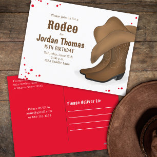 Carte Postale Joli Anniversaire Cowboy Rodeo Simple Rouge Bandan